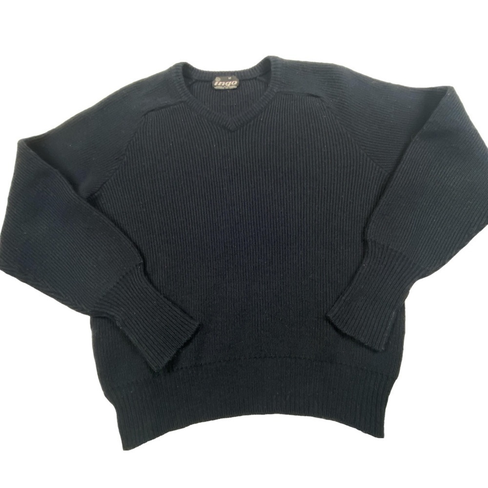 Vintage Ingo Deep Navy Blue V Neck Wool Blend Men’s Medium Made in Canada